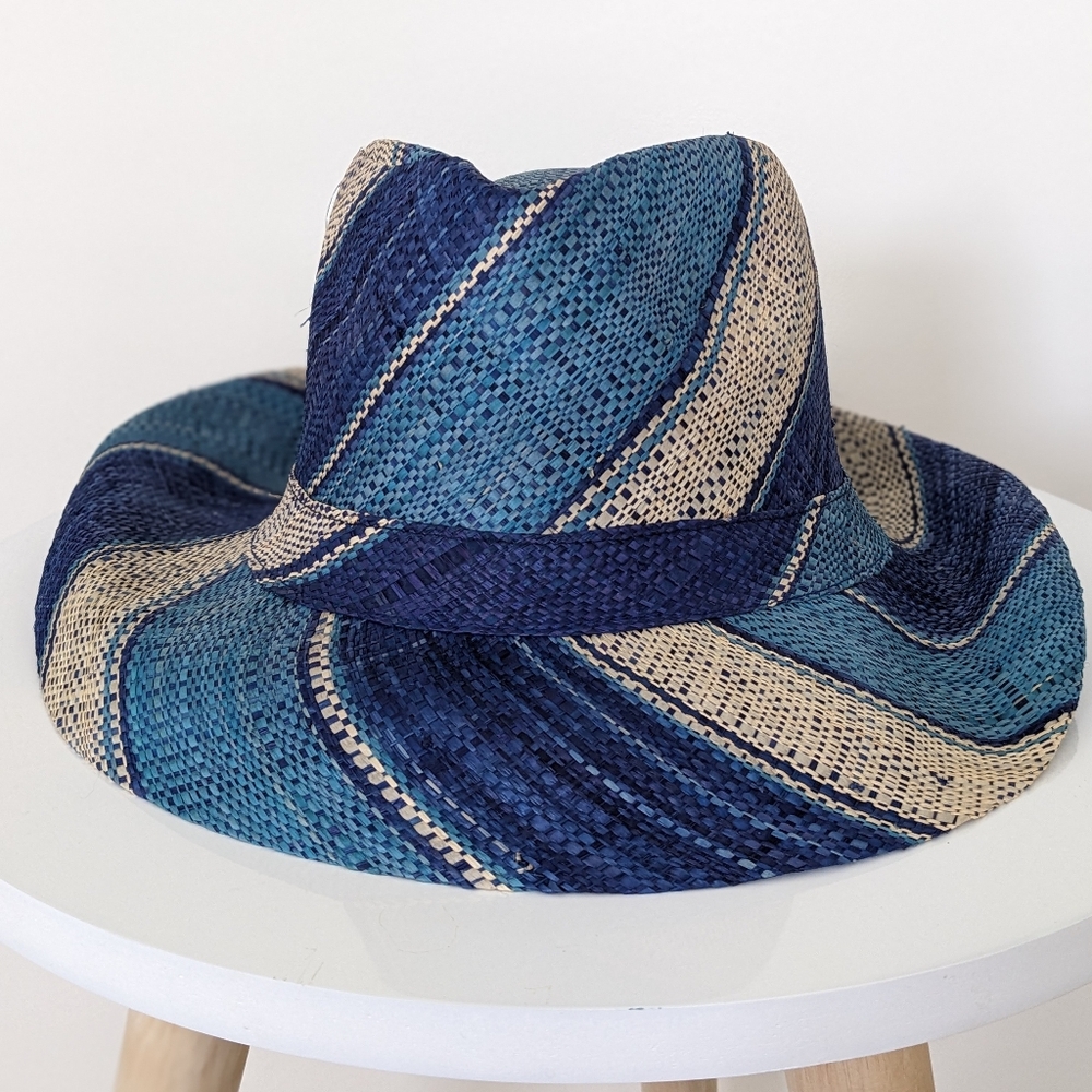 Lightweight raffia fedora hat made in Madagascar